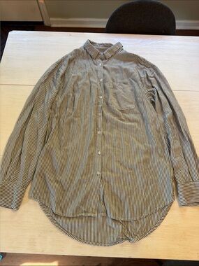 a new day Men's Striped Button-Down Shirt in Beige and Black